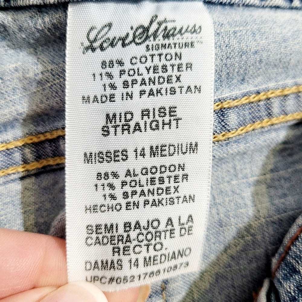 Levi Strauss Signature Mid Rise Straight Leg Jeans Women’s Size 14 Medium Stretc - Picture 11 of 12